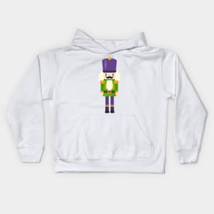 Green and Purple Christmas Nutcracker Toy Soldier Graphic Art Kids Hoodie